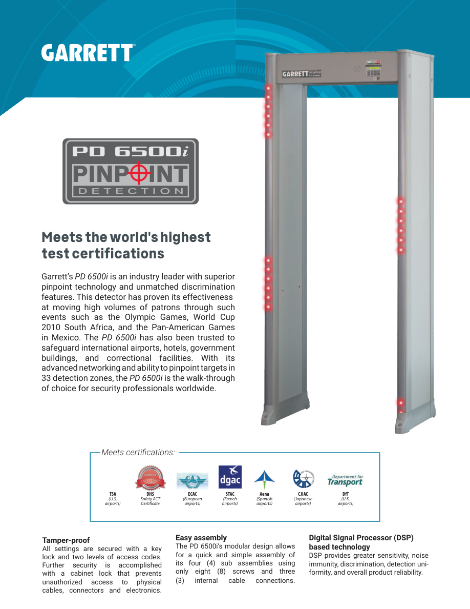 Garrett PD 6500i walk-through metal detector brochure image