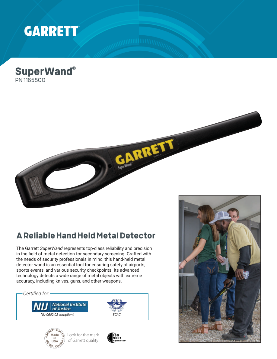Garrett SuperWand handheld metal detector brochure image